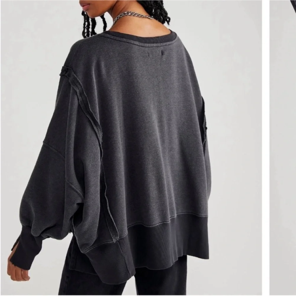 NWOT Free People / We the Free Camden Sweatshirt - black - XL IR - WASH - Picture 3 of 6